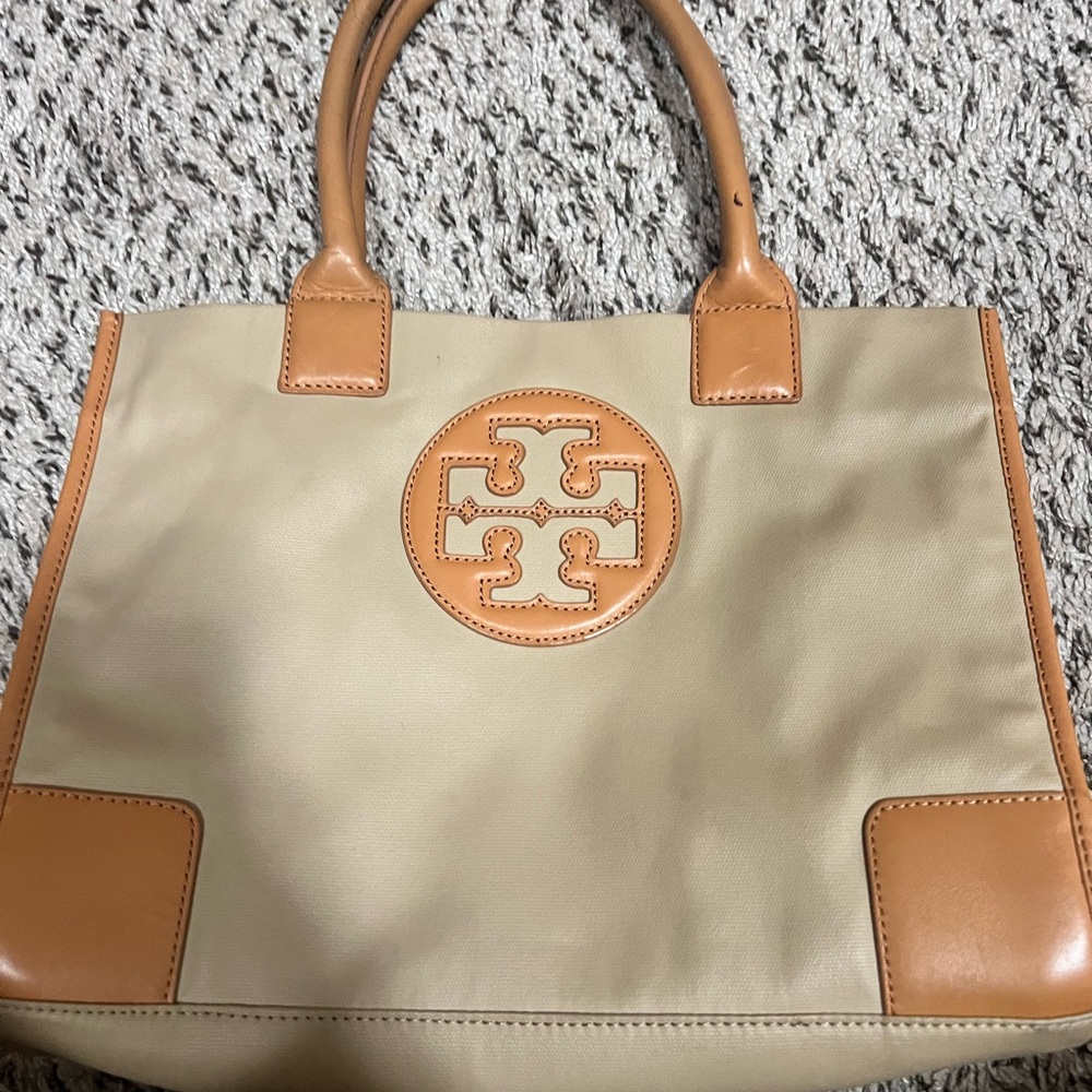 Tory Burch Beige and Brown Tote Bag